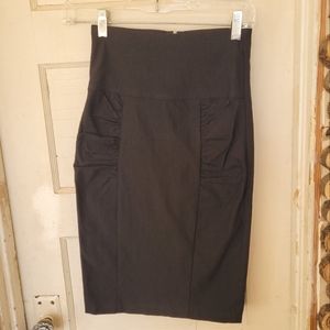 Imagenation Black Ruched Stretch Bodycon Pencil Skirt Size Small